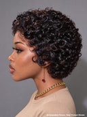 13x4 lace front Wig black pixie wig curly wave 100% Human Hair