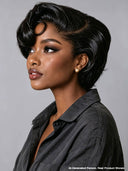 Pixie wig Lace front 13x4 black wavy 100% Human Hair