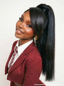 13x4 Lace Front Wig 2 color burgundy or black Pre-styled Updo straight 100% Human Hair
