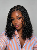 13x4 Lace Front Wig Natural Black curl bob Pre-styled Updo Deep Wave With Braided Wig 100% Human Hair