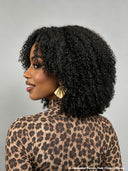 13x4 Lace Front Wig Natural Black curl bob curly Wave 16 inch With 300% Density 100% Human Hair