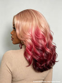 13x4 lace front BOB EGG wave blonde with Pink hair ends 100% Human Hair