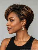 13x4 lace front Glueless Wig Mixed Color Highlights pixie cut Straight 100% Human Hair