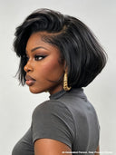 13x4 lace front Wig Black BOB Straight natural hairline 8 inch 100% Human Hair