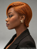 13x4 lace front Wig orange straight Stylist's Cut pixie 100% Human Hair
