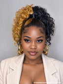 Lace front 13x6 wig honey highlight pre-styled curly
