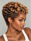 Lace front 13x6 wig Pixie wig finger wave honey 100% Human Hair