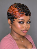 Glueless wig pixie cut wig finger wave highlight 100% Human Hair