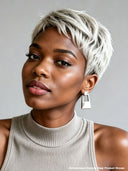 Machine Made Glueless pixie cut wig silver