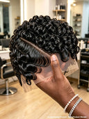 Full lace pixie cut wig side part curly