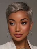 Lace closure 7x5 Pixie wig quick weava gray 100% Human Hair