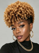 Glueless Pixie wig afro honey highlight