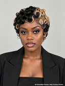 Lace front 13x4 pixie wig finger wave blonde highlight