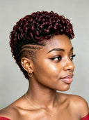Full lace wig burgundy Pixie Cut for black woman