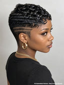 Full lace pixie cut wig finger wave for black women