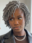 Full Lace Salt and Pepper bob Pre-styled Updo With Braided Wig 100% Human Hair