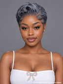 Lace closure 7x5 Wig salt and pepper pixie cut wig 100% Human Hair