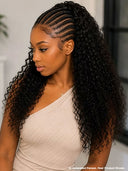 Lace front 13x6 Braided hairstyle wig Pre-styled Updo 26 inch curly wave 100% Human Hair