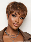 Glueless Wig Mixed brown Straight Machine Made Ready to Wear 100% Human Hair