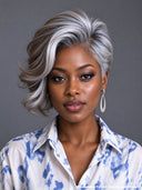 Salt and pepper lace wig lace 13x4 lace pixie  100% Human Hair