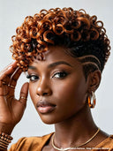 Full lace wig Pixie curly wave Brown highlight