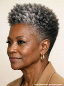 Lace front wig pixie afro Salt and Pepper 100% Human Hair