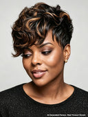 Lace front 13x4 Pixie wig quick weave brown highlight