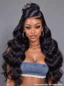 Pre-styled Updo 26 inch 13x4 Lace Front Wig Natural Black body wave 100% Human Hair