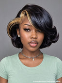 13x4 lace front Wig honey highlight pixie cut wig straight 100% Human Hair