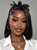 Pre-styled Updo style 13x4 Lace Front Wig bob 12 inch 100% Human Hair