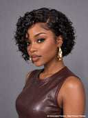 4x4 lace closure & glueless wig curly wave pixie  100% Human Hair