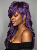 Mullet wig straight purple machine made 100% Human Hair