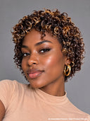 Machine Made Glueless wig curly wave brown highlight 100% Human Hair