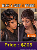 Buy 1 Get 1 Free  pixie wig machine made  2 color 100% Human Hair