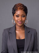 Ready to go Machine Made finger wave pixie wig chioma brown highlight 100% Human Hair