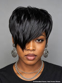 Ready to go full lace wig with bangs pixie straight 100% Human Hair