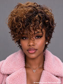Glueless wig pixie cut wig curly weave brown highlight 100% Human Hair