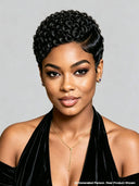 Lace front 13x4 pixie wig black finger wave