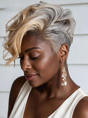 Lace front 13x6 Pixie cut wig quick weave blonde