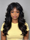 Easy to wear Wig black Body wave mullet machine made As shown in the figure 100% Human Hair