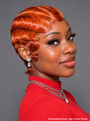 2 wigs pixie cut wig Easy to wear machine made water wave 2 color rouge & orange 100% Human Hair