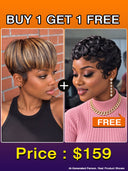 Great Deal Buy 1 Get 1 Free $159 machine made pixie wig 100% Human Hair