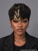 Glueless pixie wig blonde highlight machine made 100% Human Hair