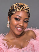 Machine Made finger wave pixie wig highlight 100% Human Hair