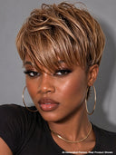 Pixie wig straight glueless wig brown 100% Human Hair