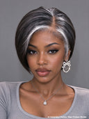 Lace closure 7x5 Wig salt and pepper straight pixie 100% Human Hair