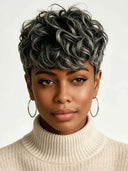 Salt and pepper pixie wig quick weave