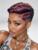 13x4 lace front burgundy Highlights pixie cut Haircut Styles 100% Human Hair