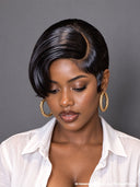 Full lace Pixie cut Wig Natural Black straight 100% Human Hair