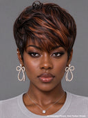 Glueless wig machine made pixie cut wig Red Brown 100% Human Hair
